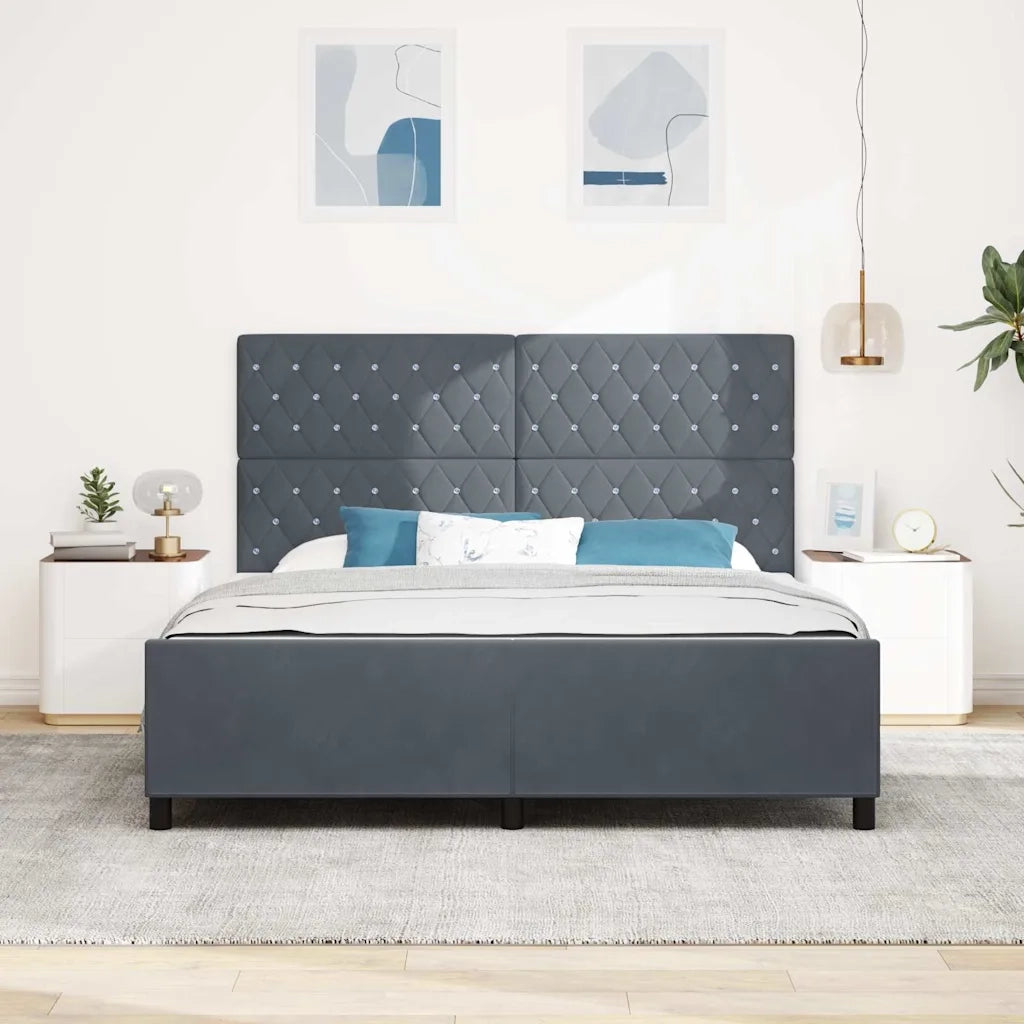 Letto a molle con testiera Grigio scuro 180 x 200 cm Velluto