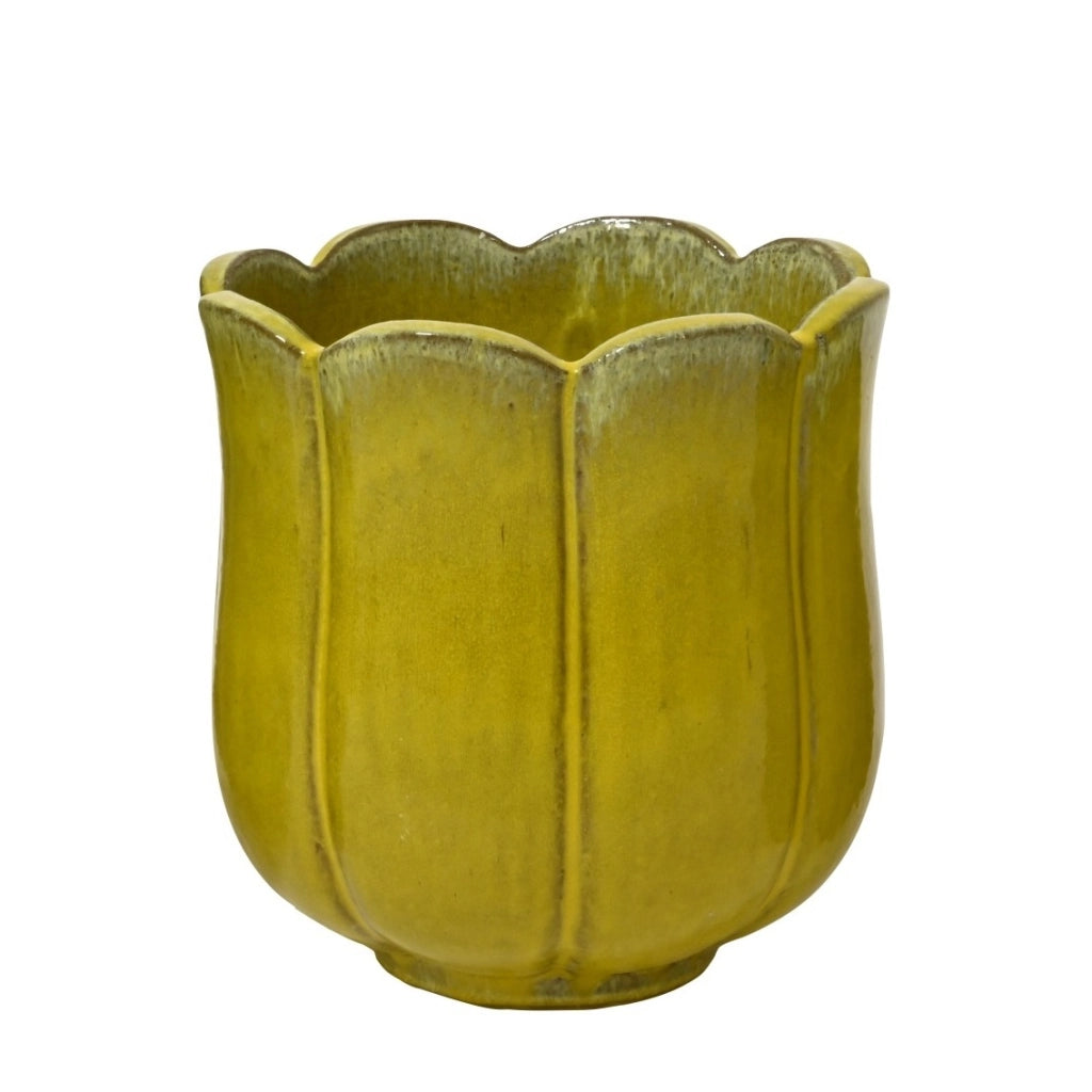 PORTAVASO BLOSSOM D.32,5XH33CM GIALLO TERRACOTTA