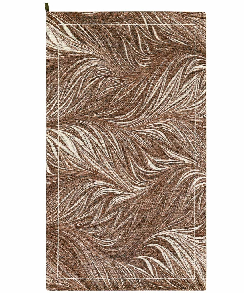Tappeto Arredo DALLAS MARRONE disegno moderno con foglie felce, multiuso lavabile antiscivolo cm.140x200