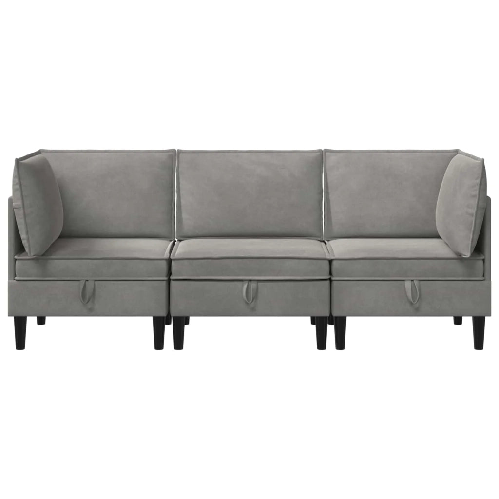 Set di mobili per il soggiorno 3 pcs Grigio Chiaro Velluto