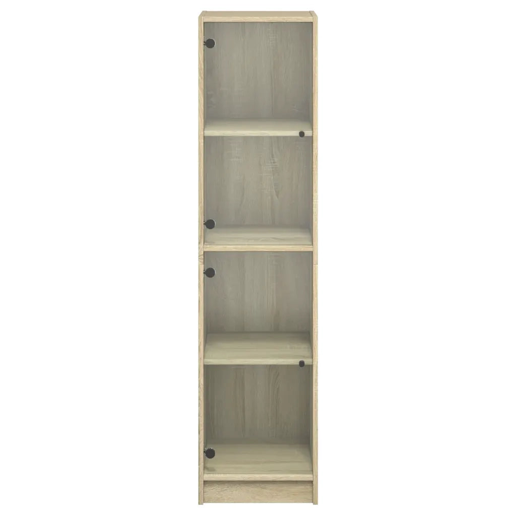 Credenza | Madia | Buffet da pranzo | Armadio da pranzo con Ante in Vetro Rovere Sonoma 35x37x142 cm