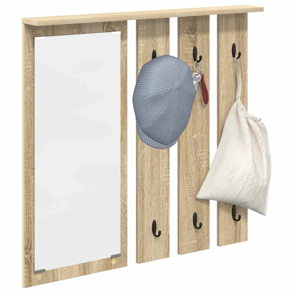 Appendiabiti a muro con specchio rovere sonoma 84 x 10 x 80 cm CFW4134538