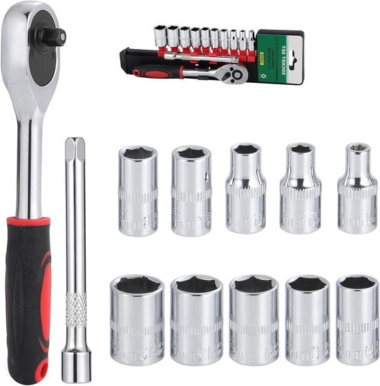 Set di chiavi a dente 1/4 pollici 12 pezzi - Utensile pratica e resistente per lavori di manutenzione su auto, biciclette e altro