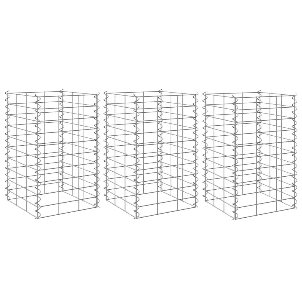 Fioriere Rialzate a Gabbione 3 pz 30x30x50 cm in Ferro