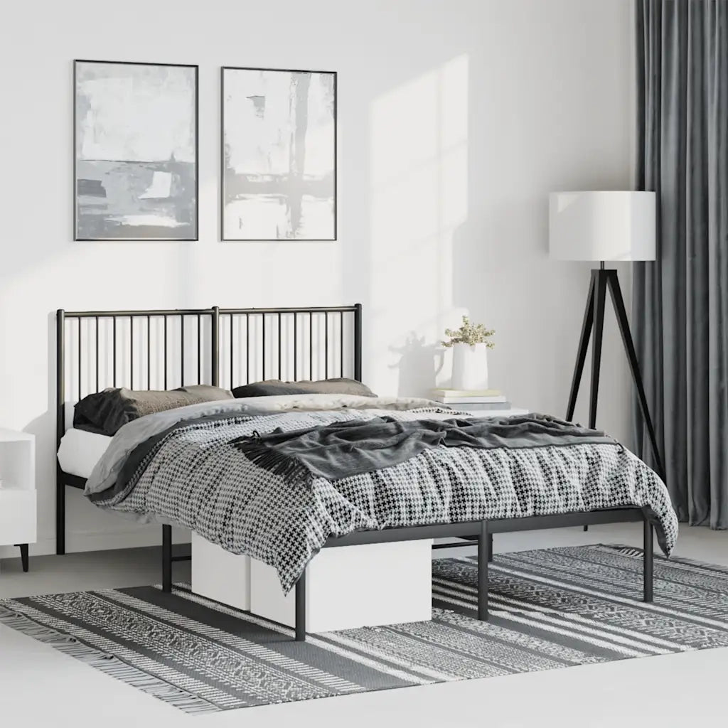Giroletto con Testiera in Metallo Nero 135x190 cm 350863