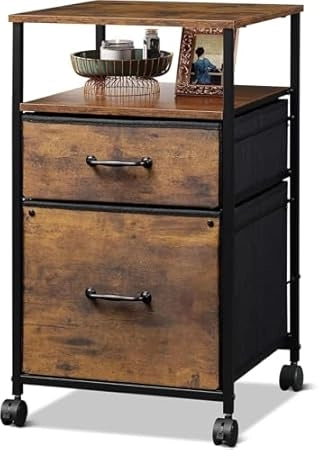 Scrivania con cassetti e ripiano ¨C zephmum ¨C vintage marrone 60x40x45