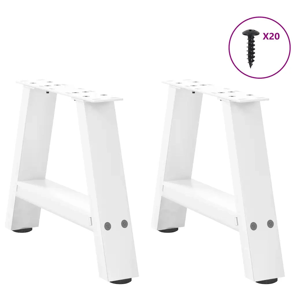 Gambe per Tavolino da Caffè a Forma di A 2 pz Bianche 40x(30-31) cm Acciaio 4012813