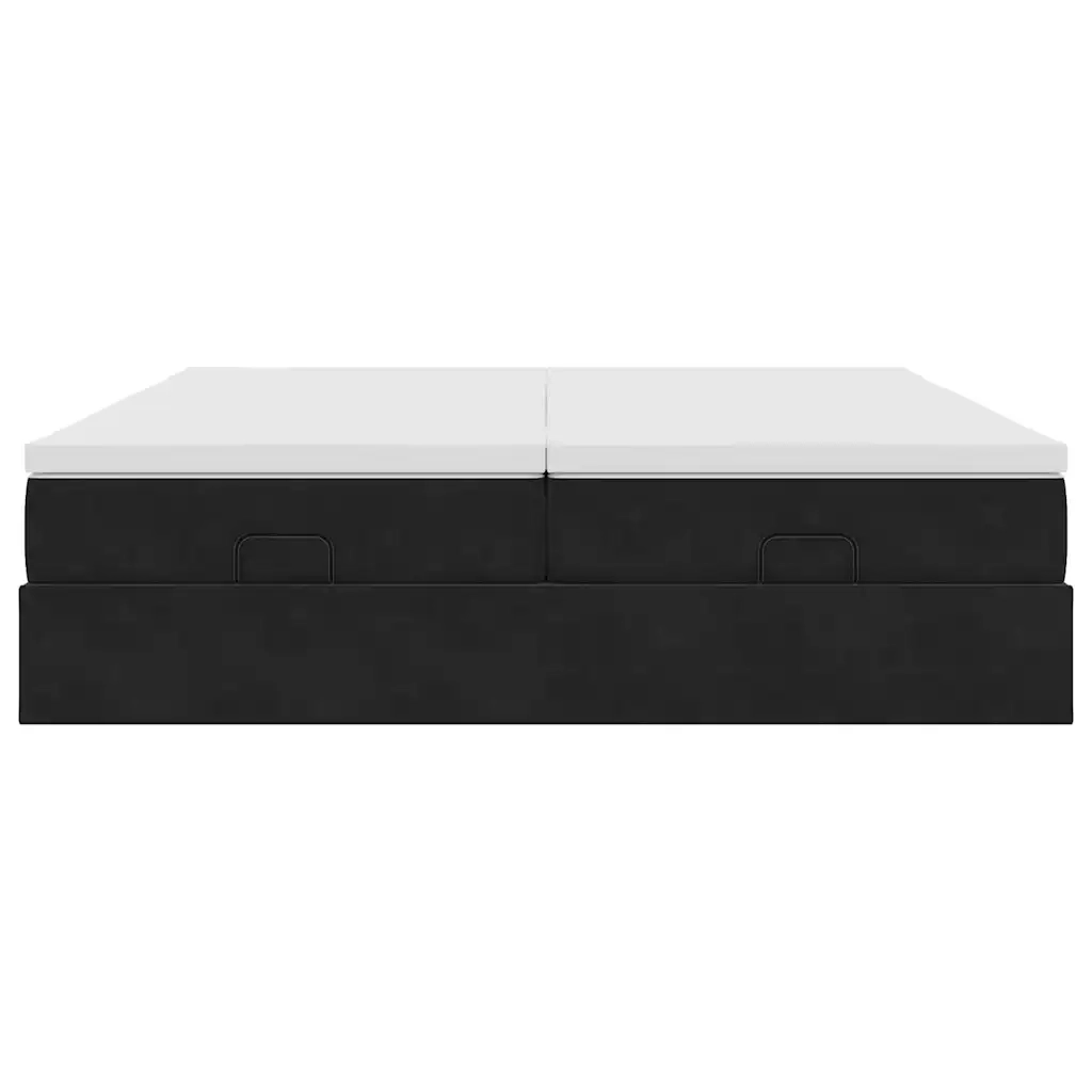Struttura Letto Pouf con Materassi Nero 180x200 cm in Velluto 3311263