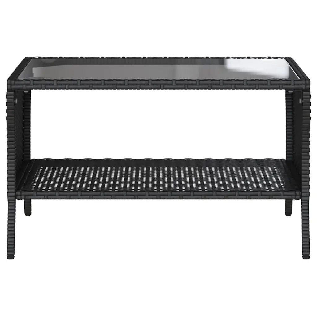 Divano da Giardino a 2 Posti Cuscini&Tavolo-Sofa da Giardino-Divano da esterno Nero in Polyrattan