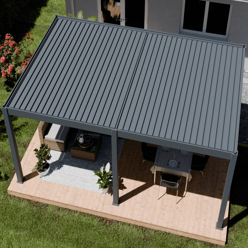 Pergola bioclimatica motorizzata OmbrÃ©a ELMO autoportante 4x6M - Antracite