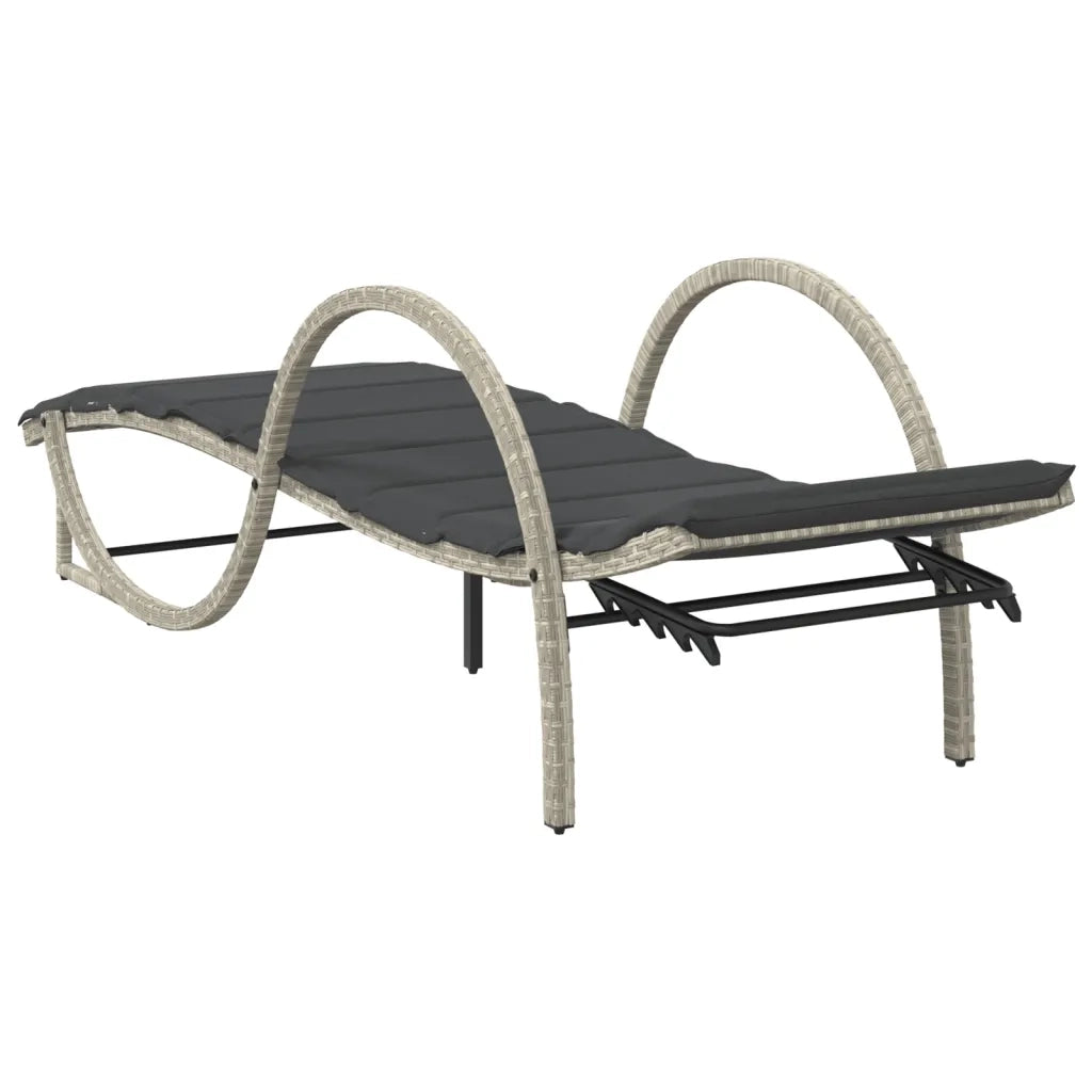 Lettini Prendisole 2 pz | Sdraio da giardino | Lettino da sole con Cuscini Grigio Chiaro in Polyrattan