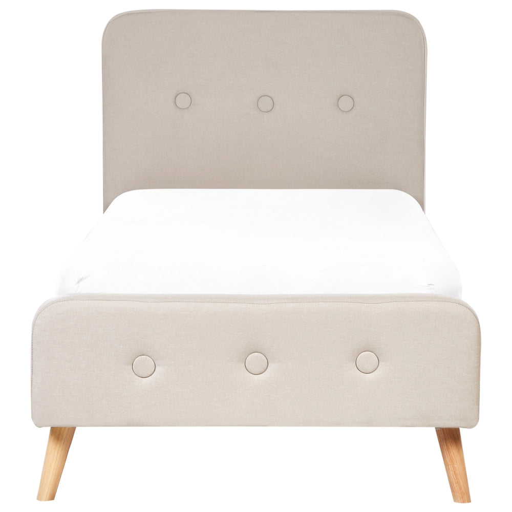 Letto a doghe Gambe in legno imbottite in tessuto poliestere beige 90 x 200 Taglia unica Design moderno