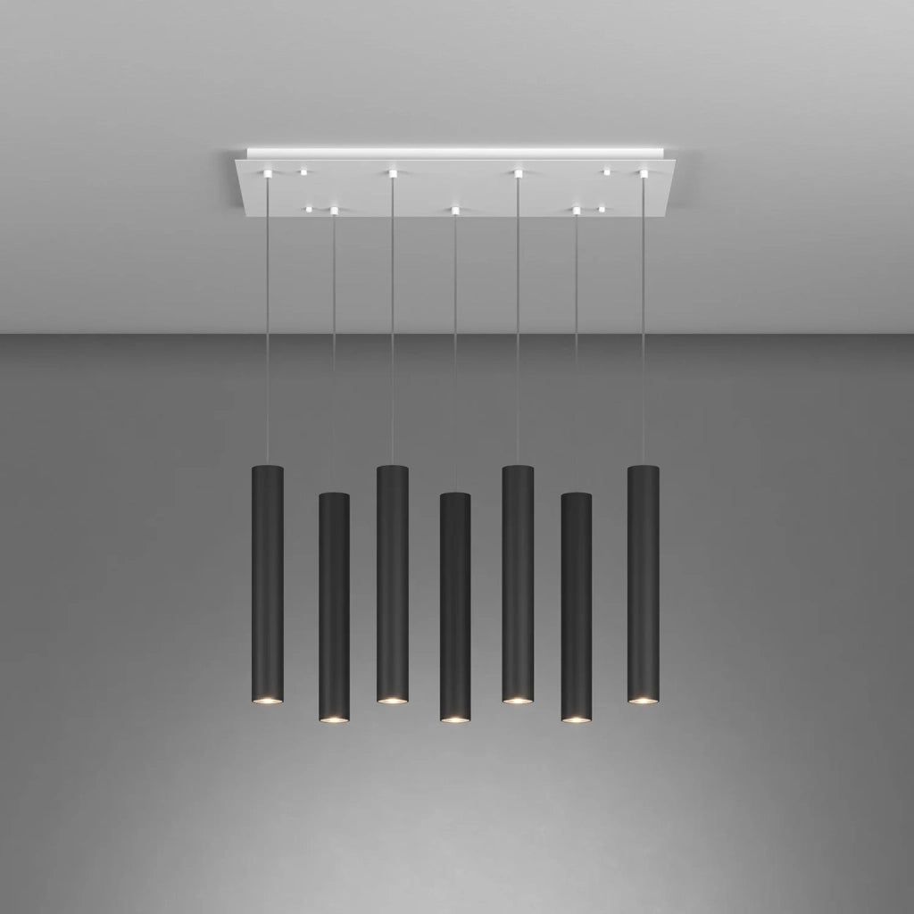 Lampadario Industrial-Minimal Xeana Metallo Bianco Nero 7 Luci Gu10