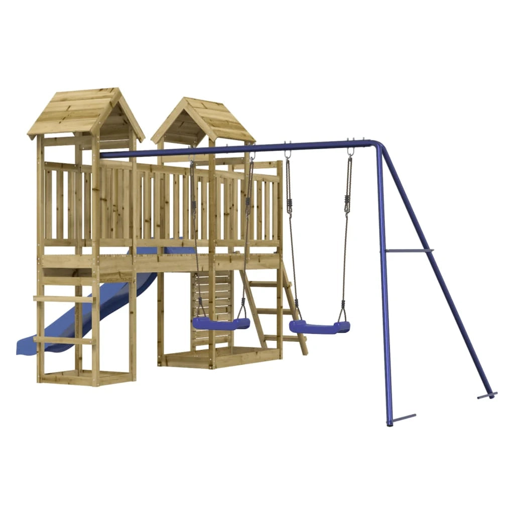 Altalene per parco giochi all'aperto scivolo altalene robuste giochi da giardino 505 x 332 x 214 cm legno di pino impregnato 02_0004829