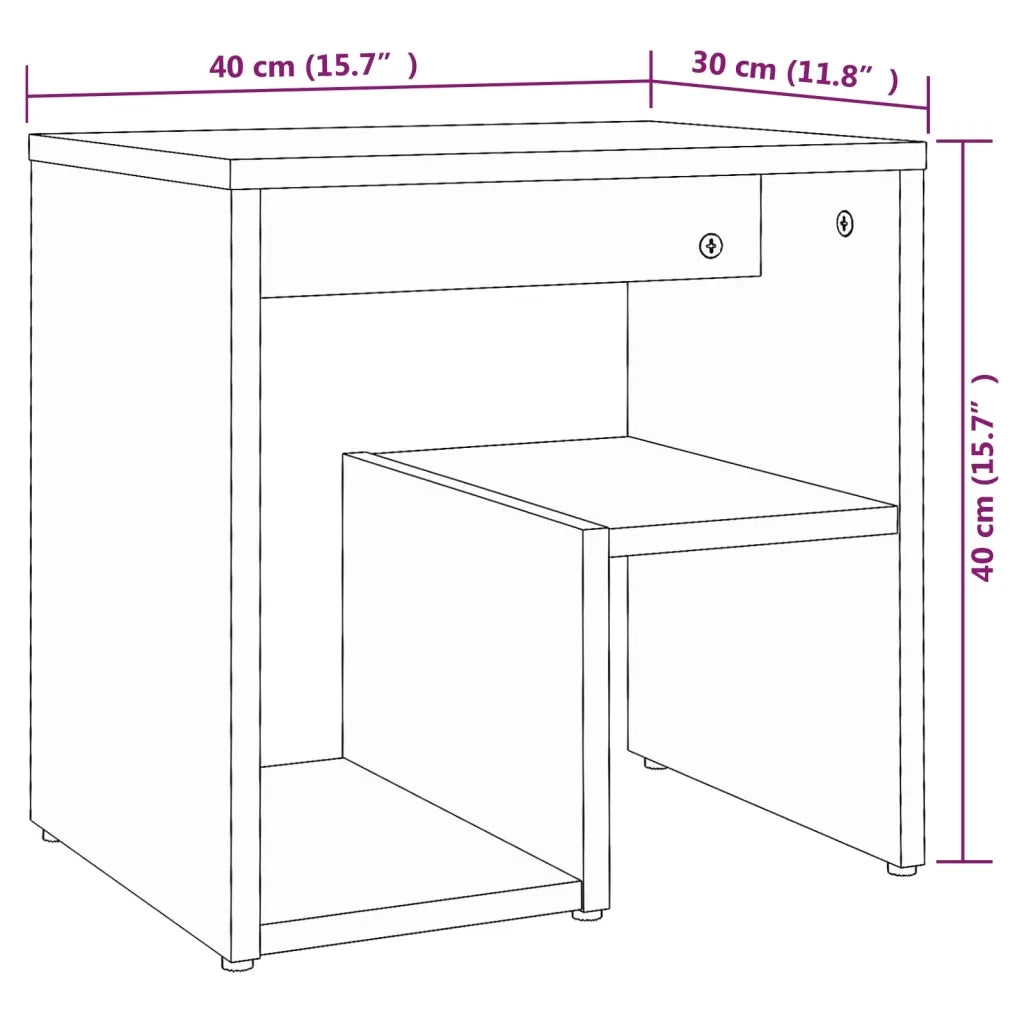 Comodino Rovere Fumo 40x30x40 cm in Legno Multistrato 815177