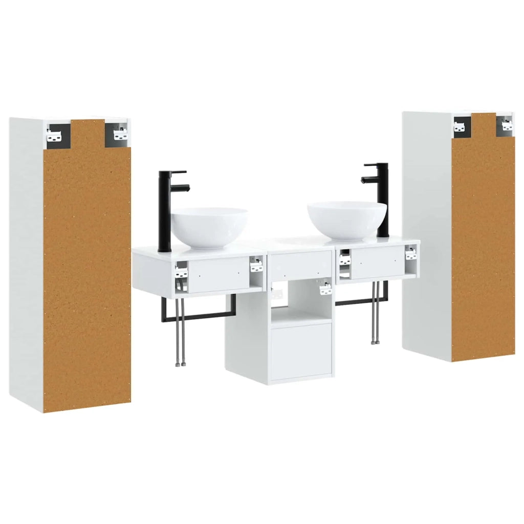 Set di mobili per il bagno 5 pz Bianco Lucido 3405967