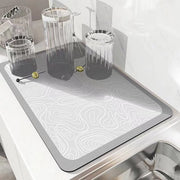 Afdroogmat superassorbente per cucina e lavello, velo nanocellulosa diatomea, mat antiscivolo per piano cottura (grigio chiaro, 30 x 40 cm)
