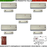 Sensore Magnetico Wireless Fr. 433,92 MHz Rilevatore Sismico Regolabile Cinque Pezzi Bianchi Per Antifurto Ingresso NC e Contaimpulsi Per Sintap CM20VR SecurLysa Anticollisione Rileva Trapano e Scasso
