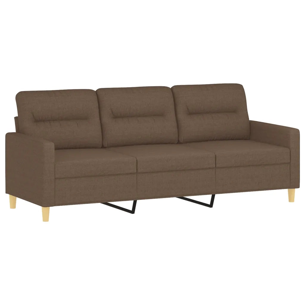 Set di Divani 4 pz con Cuscini Marrone in Tessuto