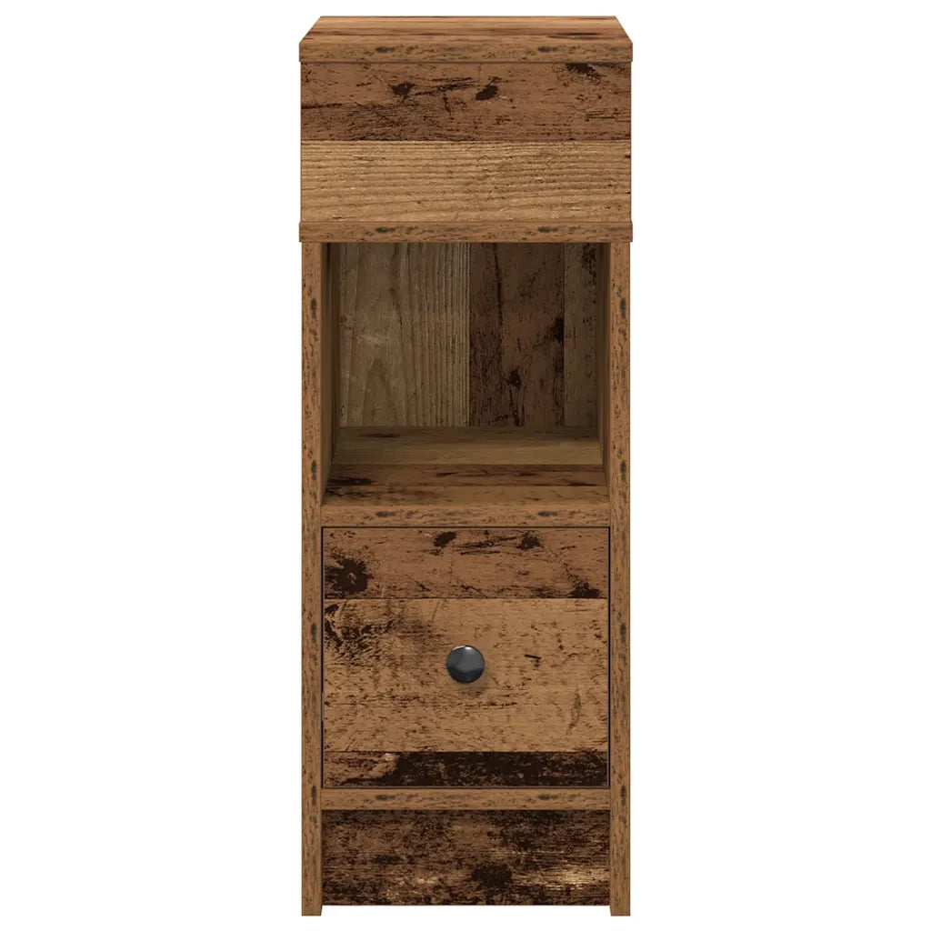 Comodino con Cassetto Legno Antico 25x31x66 cm 858628