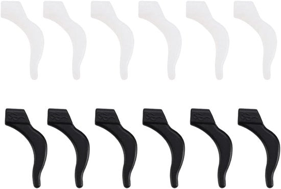 Brilhouder con Haken Antiscivolo e Oorpads in Silicone Nero e Translucido 6 Paia