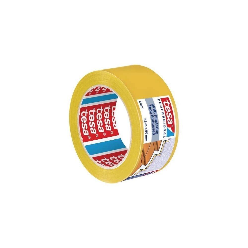 Tesa 67001-00001-00 Professional Nastro per Intonaco sPVC Goffrato 33 m x 50 mm Resistente UV colore Giallo