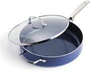 Pentola da Sauté da 28 cm con Coperchio - Faccia in Alluminio Anticorrosiva, Libera da PFAS, Adatta per Induzione e Forno, Cottura Ideale