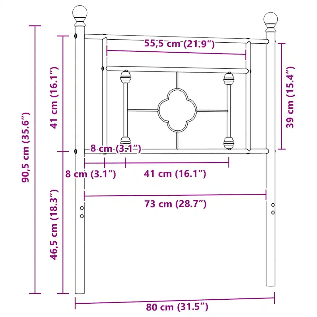 Testiera in Metallo Bianco 75 cm