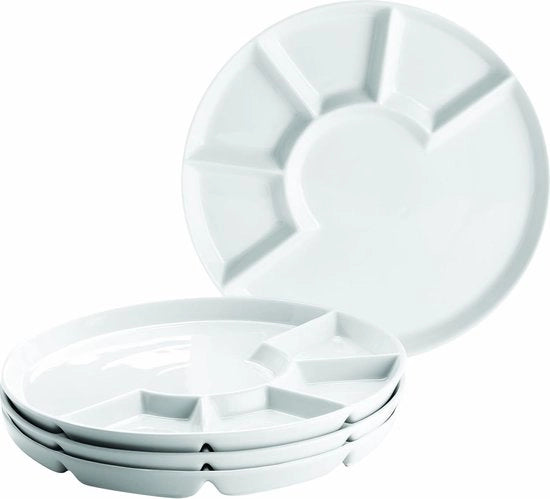 Set di fonduta con parti in legno, bianco, 24 cm - Set da 4