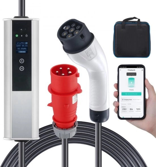 Cavo di ricarica per veicoli elettrici - caricatore 32A con connettore CEE 32 - cavo 7,5m (16A/20A/24A/32A)