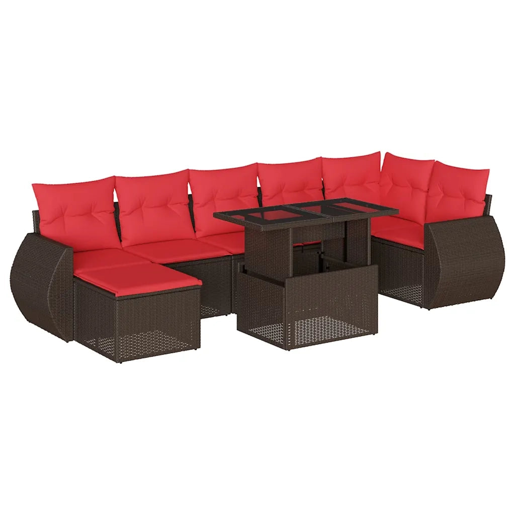 Set Divani da Giardino 8 pz con Cuscini Marrone in Polyrattan 3268694