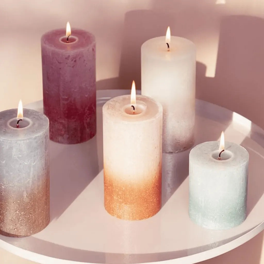 Bolsius Candele Pilastro Rustiche Sunset 4 pz 80x68 mm Verde e Blu 440899