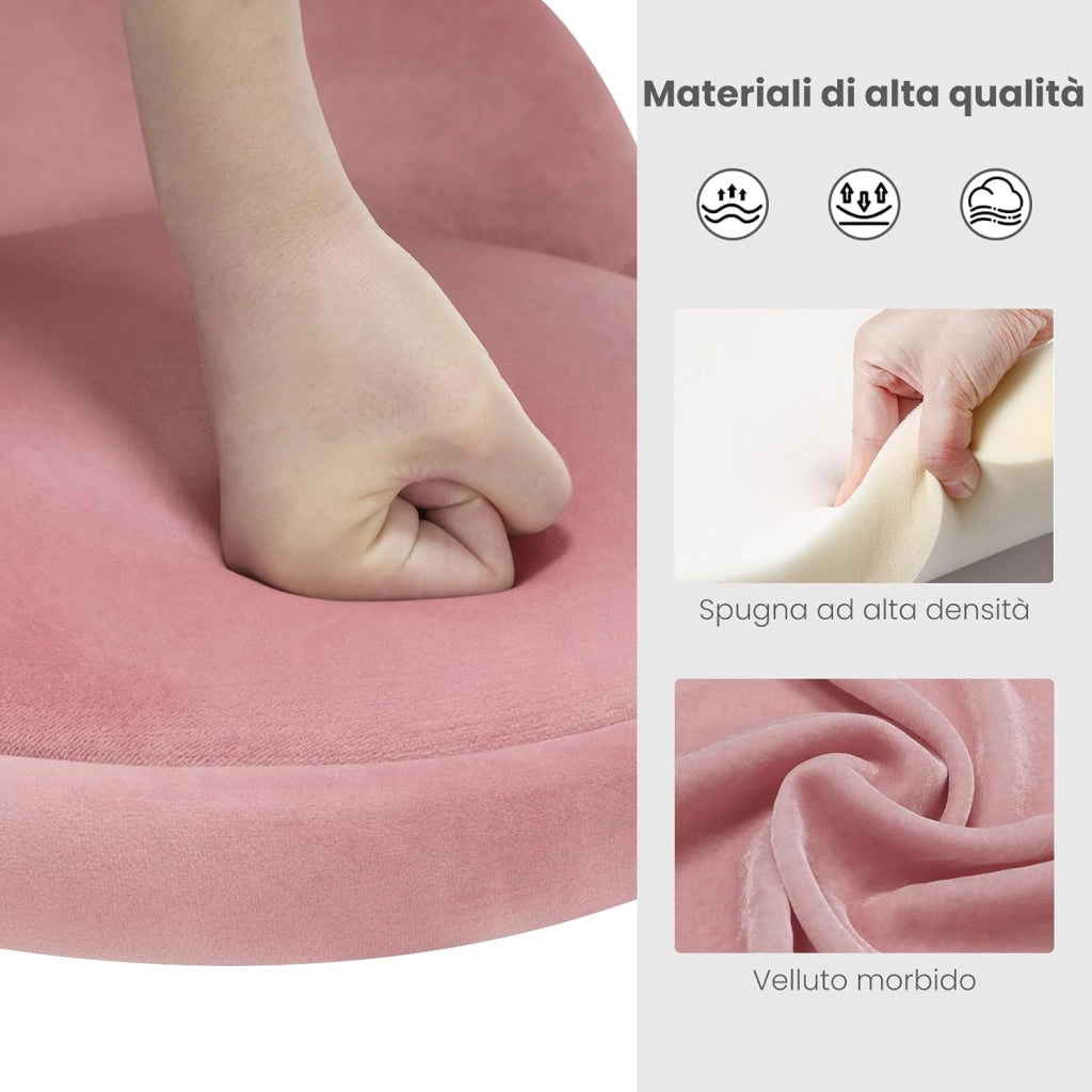 Sgabelli da Trucco Set di 2, Regolabile in Altezza, Sgabelli Girevoli per Ufficio Cucina Soggiorno Camera da Letto, Velluto, 42,5-58 cm, Rosa
