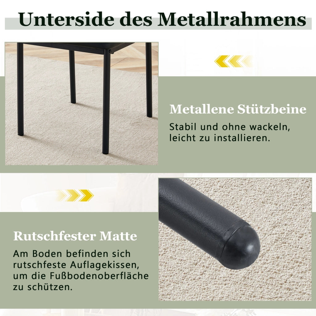 SEDIA da pranzo Set da 4 pezzi 93 cm Nero PU e metallo