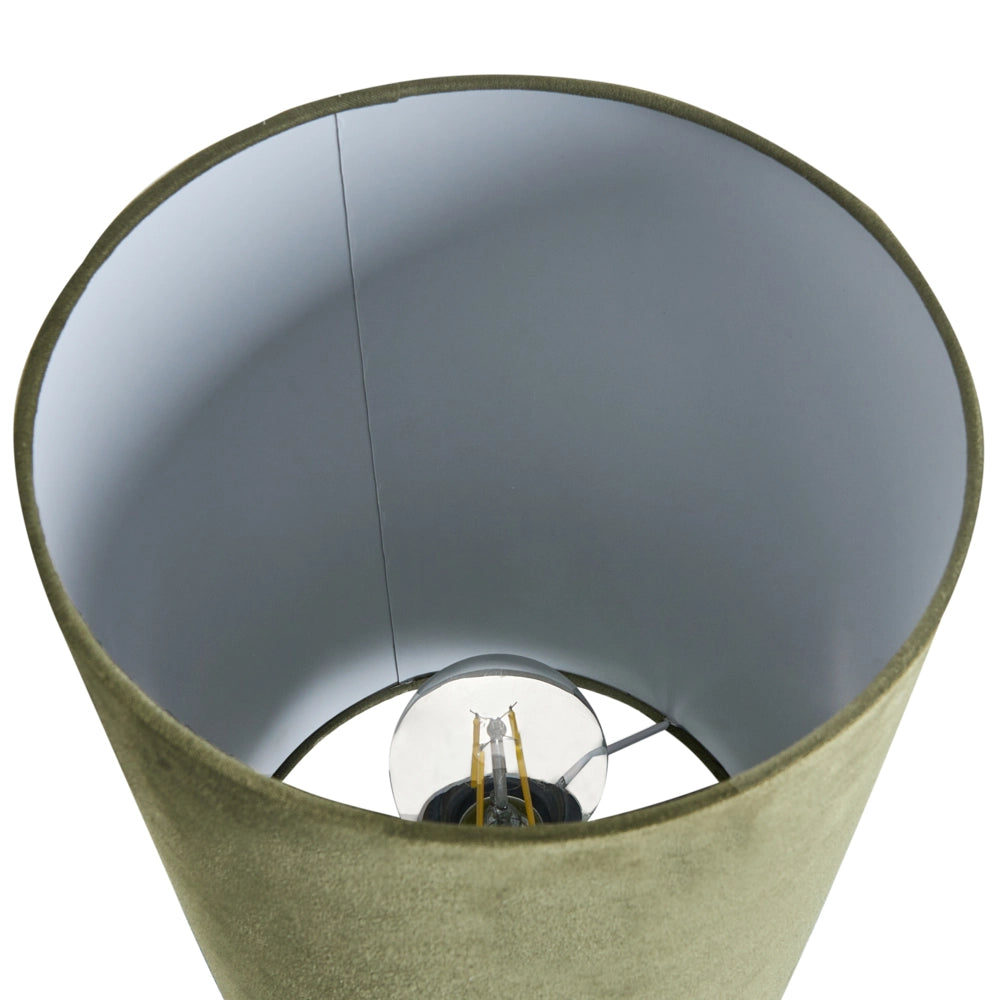 Lampada da comodino moderna con paralume in tessuto finto scamosciato di forma irregolare e base in ceramica verde oliva Stile moderno Soggiorno Camera da letto