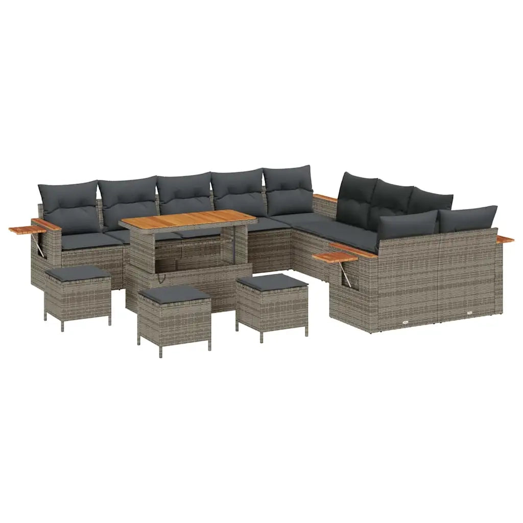 Set Divano da Giardino con cuscino 18 pcs Grigio polyrattan 3365193