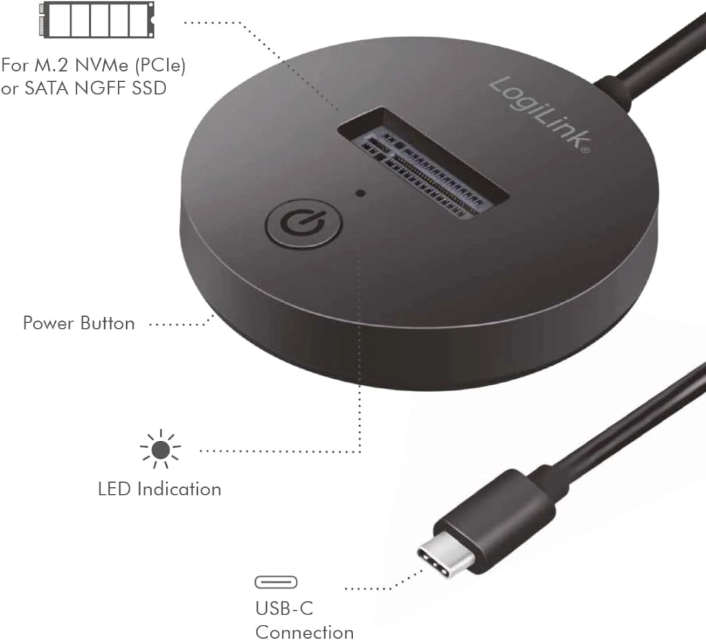 Adattatore USB-C 3.2 Quickport per SSD M.2 NVMe (PCIe) e SATA (NGFF)