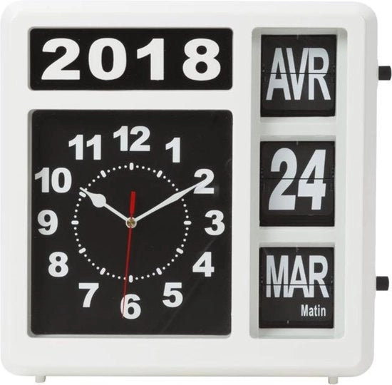 Orologio quadrato a flusso con calendario per ipovedenti e persone con Alzheimer - Indicazione oraria analogica 31 x 31 cm