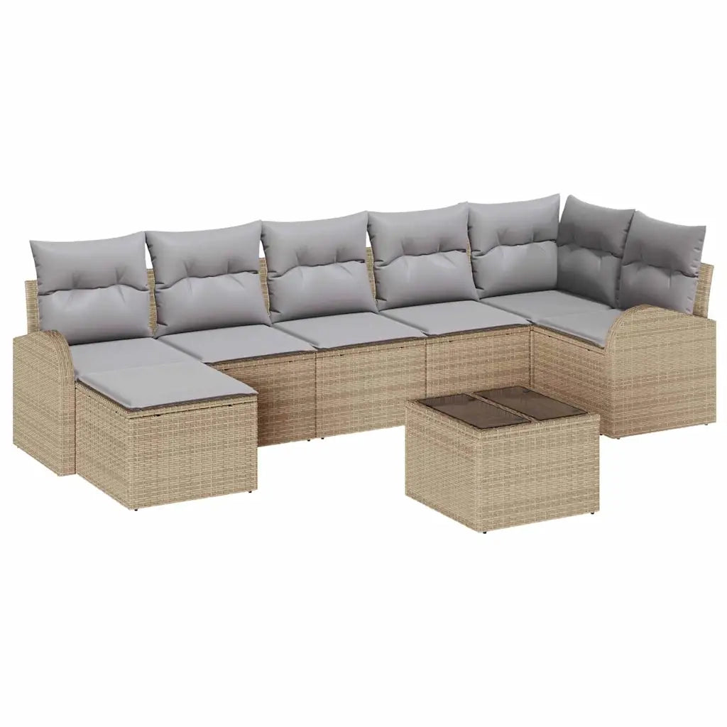 Set Divano da Giardino con cuscino 8 pcs Beige Poly Rattan 3346140