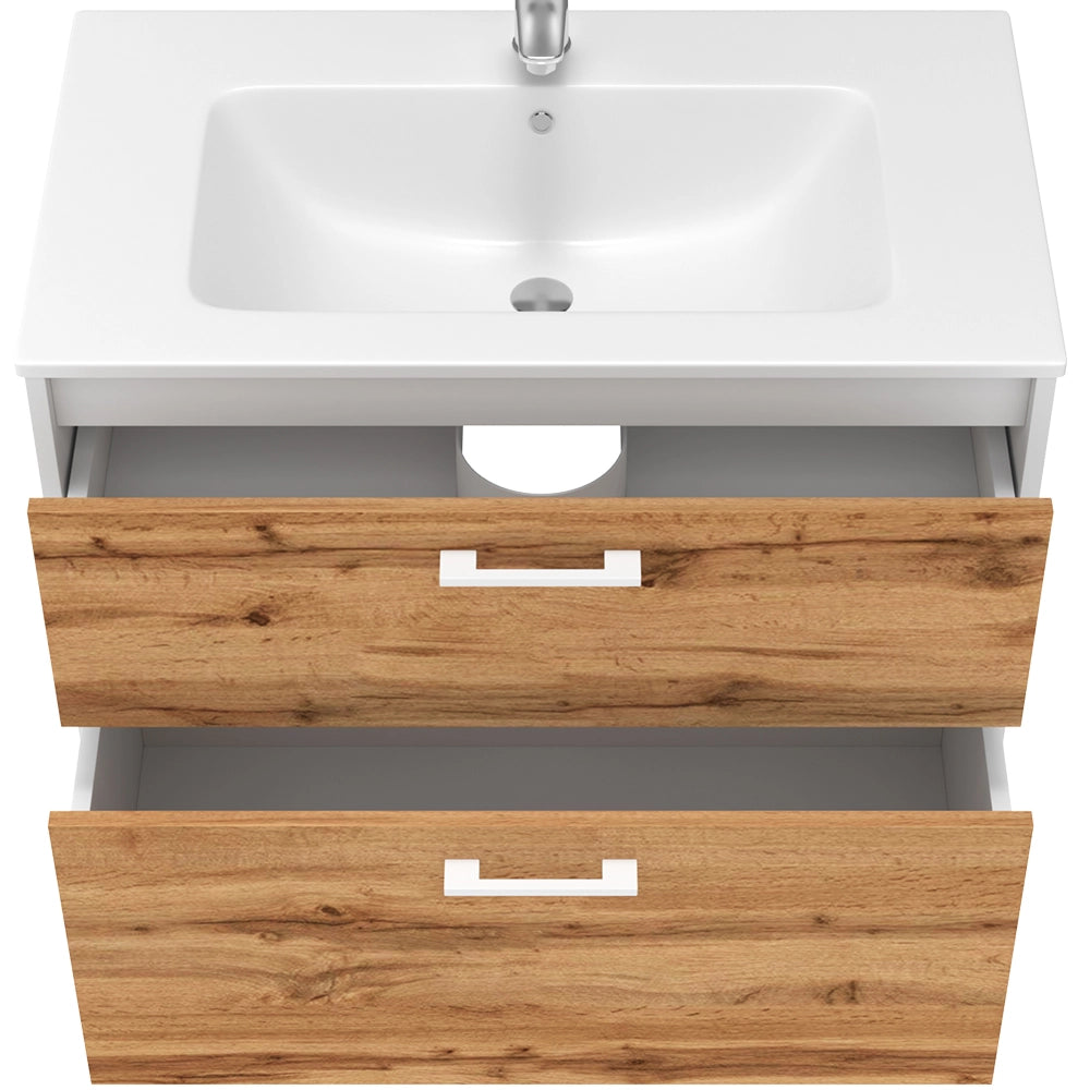 Vicco Set di mobili da bagno Rovere bianco/dorato 80 x 61.5 cm con lavabo