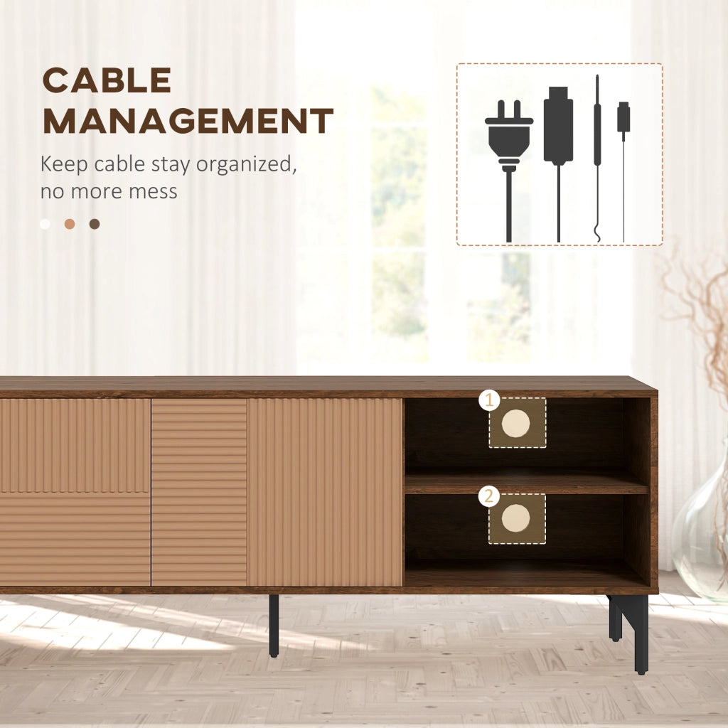 EasyComfort Mobile Porta TV fino 65" con 2 Armadietti e 2 Vani Aperti in Legno, 150x40x56cm, Marrone