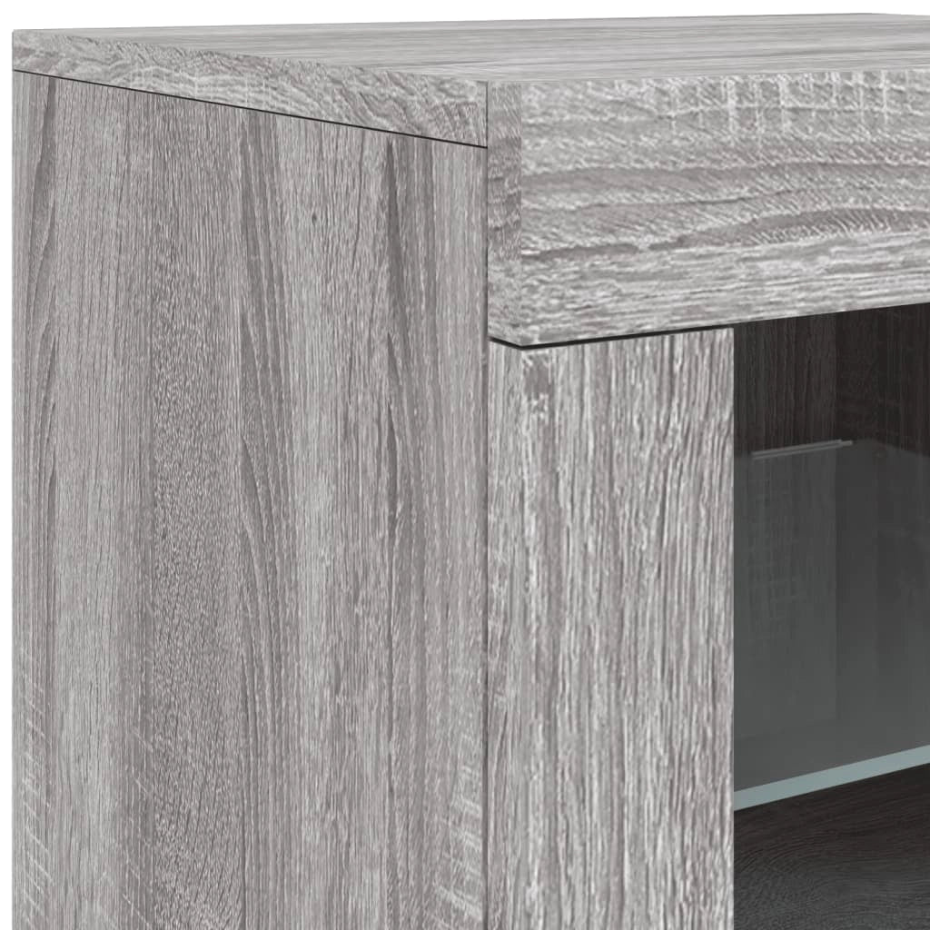 Buffet credenza cassettiera armadio mobile contenitore organizer per cucina soggiorno salotto con luci LED Sonoma 181,5 x 37 x 67 cm grigio 02_0030064