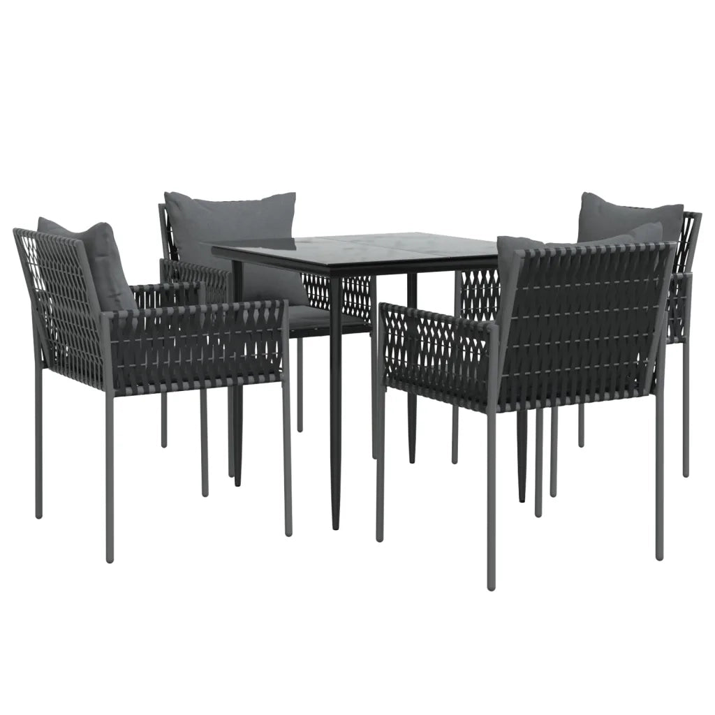 Set Pranzo da Giardino 5pz con Cuscini in Polyrattan e Acciaiocod mxl 76627