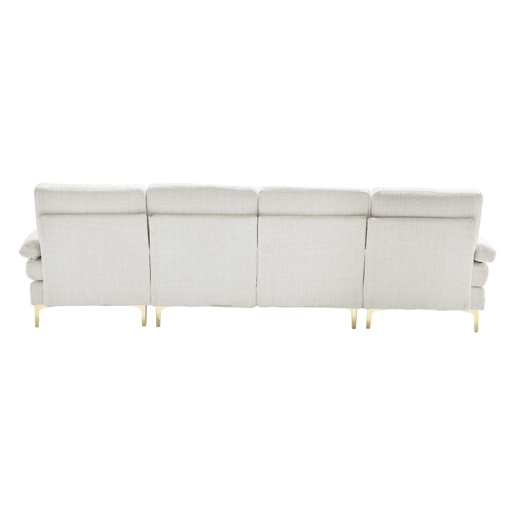 Divano a U 272x136x88 cm con due sedute reclinabili in chenille beige