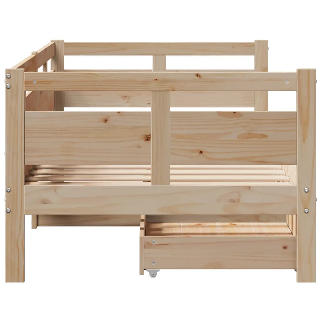 Letto singolo | Letto per adulti | Dormeuse con Cassetti 90x190 cm in Legno Massello Pino