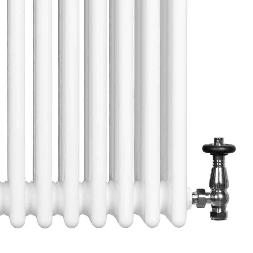 Radiatore Tradizionale 4 Colonne Orizzontale Bianco & Valvole 600 x 425 mm