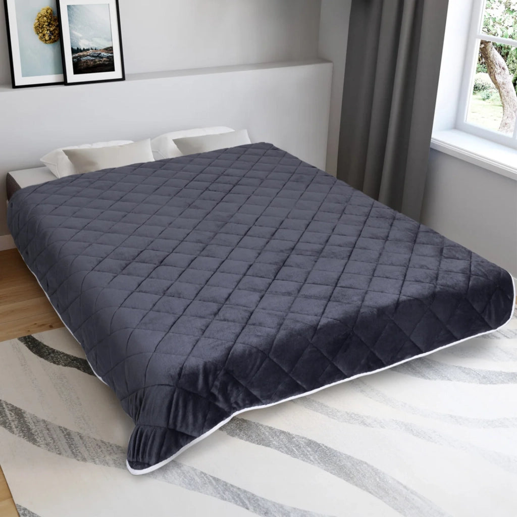 IDMarket - Coperta pesata 150x200 CM CELESTE biface grigio polare e bianco 7 kg