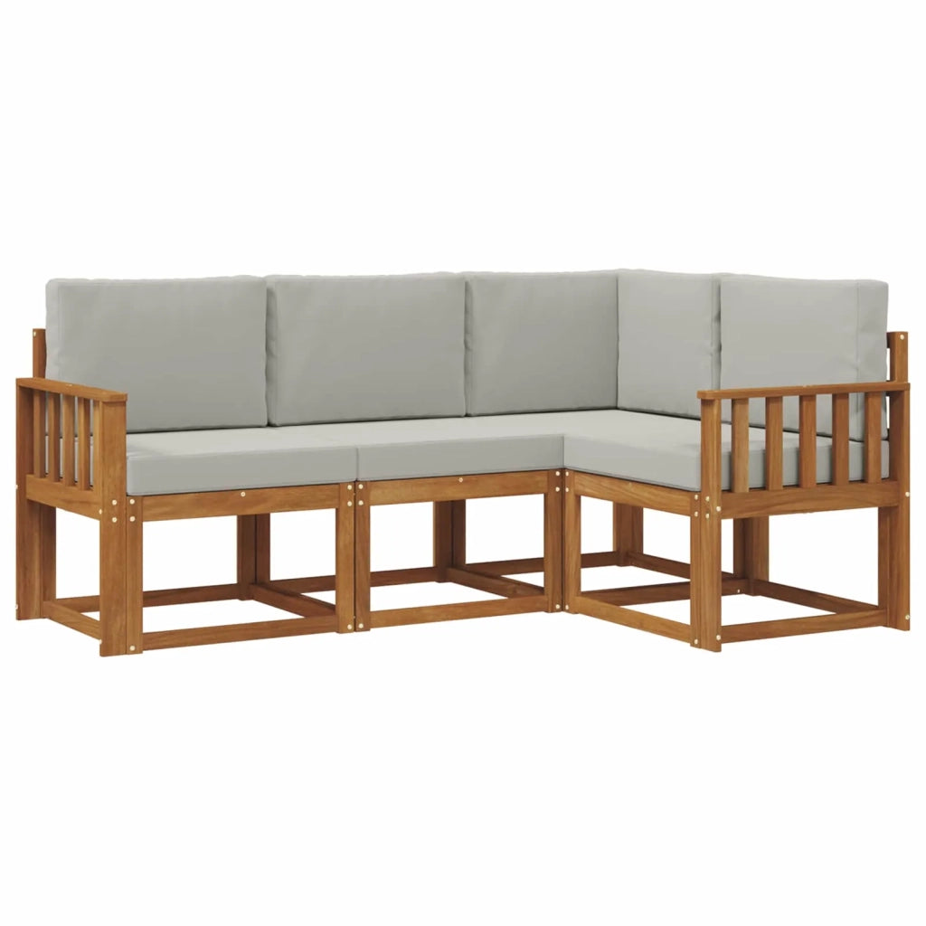 Set di divani da esterno 4 pcs Grigio Naturale e Chiaro