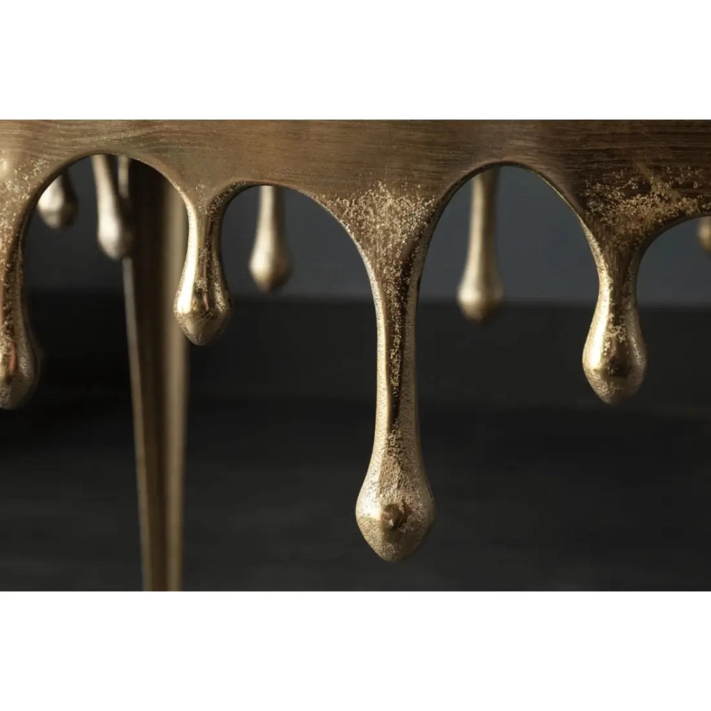 Tavolino basso LAGUNA 46 cm in alluminio dorato effetto gocce design contemporaneo