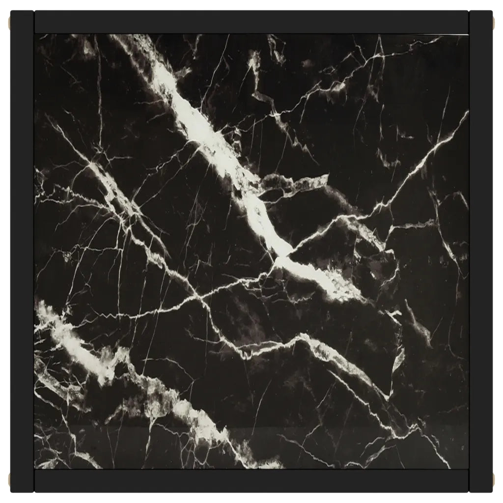 Tavolino da Salotto Nero con Vetro Marmo Nero 40x40x50 cm 322910